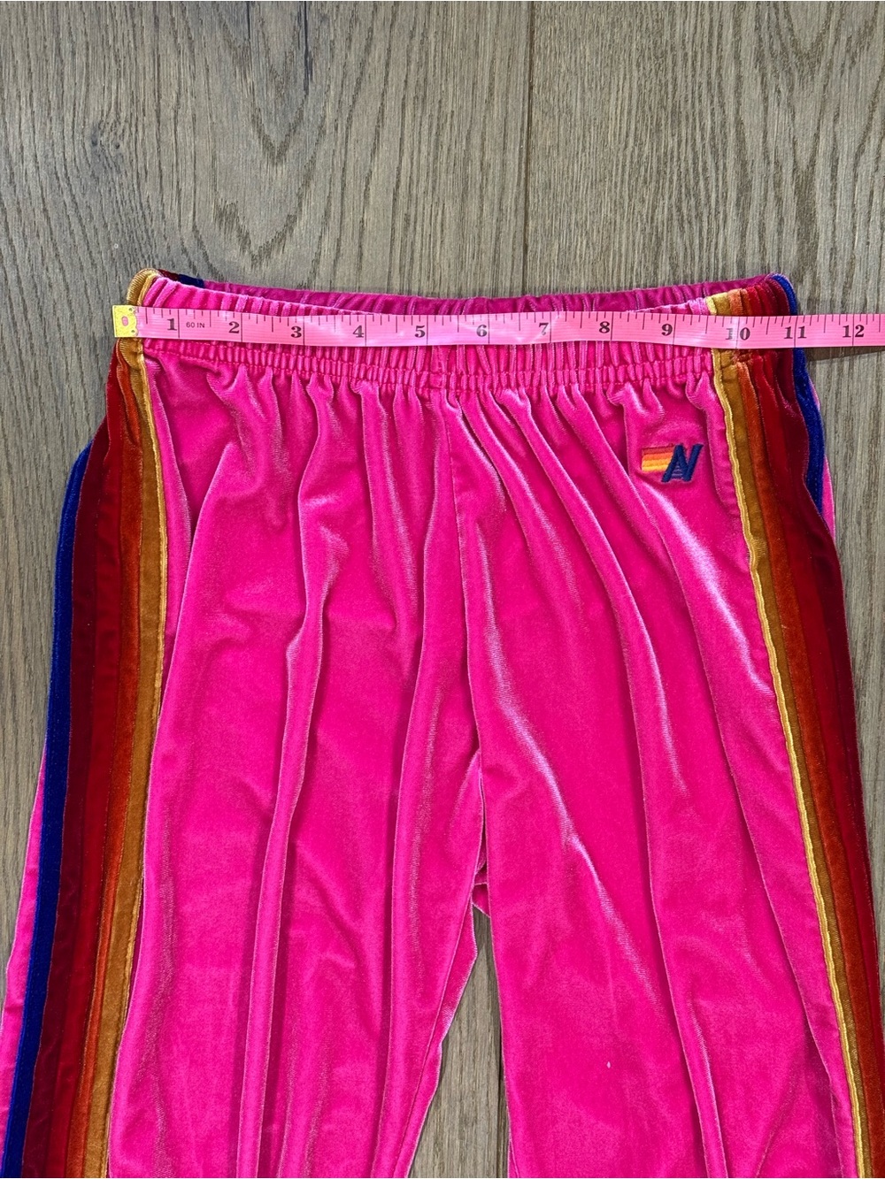 Aviator Nation Pink Classic Velvet Rainbow 5-Stripe Sweatpants Joggers Rare - XS - Picture 7 of 9